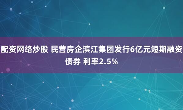 配资网络炒股 民营房企滨江集团发行6亿元短期融资债券 利率2.5%